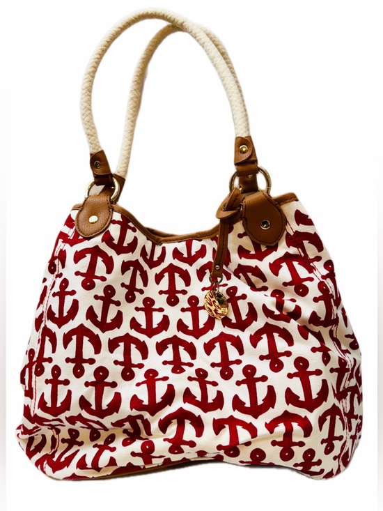 Tommy Hilfiger Handbags - NWOT Tommy Hilfiger Red Anchor Canvas Tote Bag Rope Handles